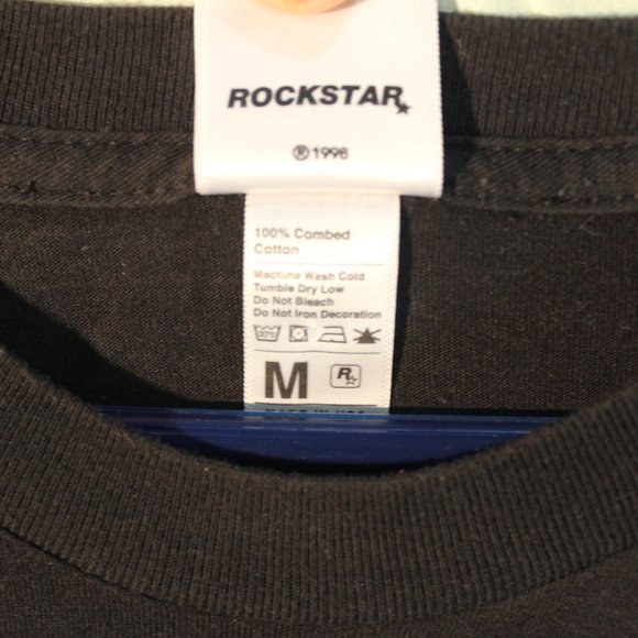 Red on Black Linocut Rockstar Games Logo Tee - Picture 4 of 4